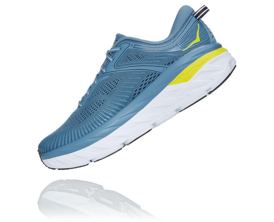 Hoka One One Mens Running Shoes - Bondi 7 - Blue - LSGN72931